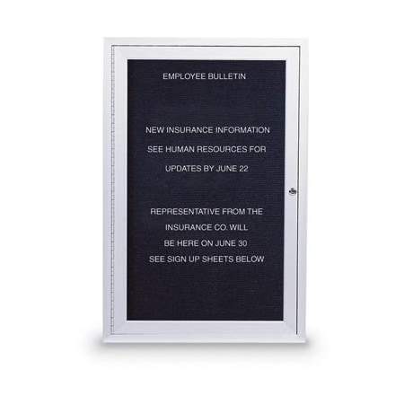 United Visual Products 42"x32" 2-Door Enclosed Outdoor Letterboard, Blue Felt/Gold UV1160D-5-GOLD-BLUE